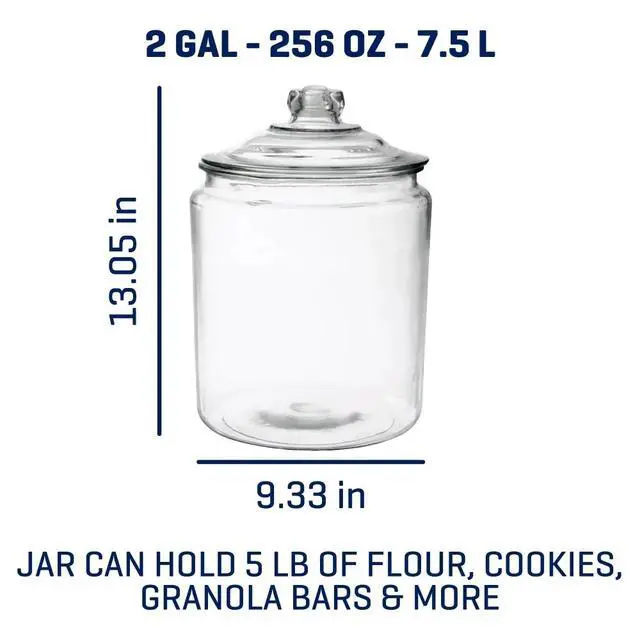 Alt view image 7 of 7 - 2 Gallon Clear Glass Storage Jar With Glass Lid Wide Mouth Dishwasher Safe Pantry Dry Goods Display Canister