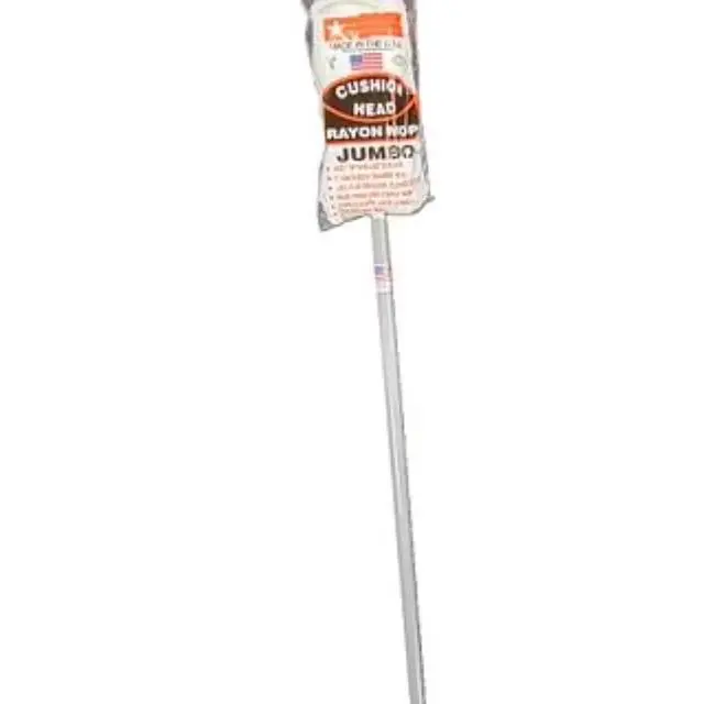 Alt view image 2 of 6 - Jumbo Cushion Rayon Mop Replaceable Head Durable Steel Handle Flat Floor Cleaning Mop