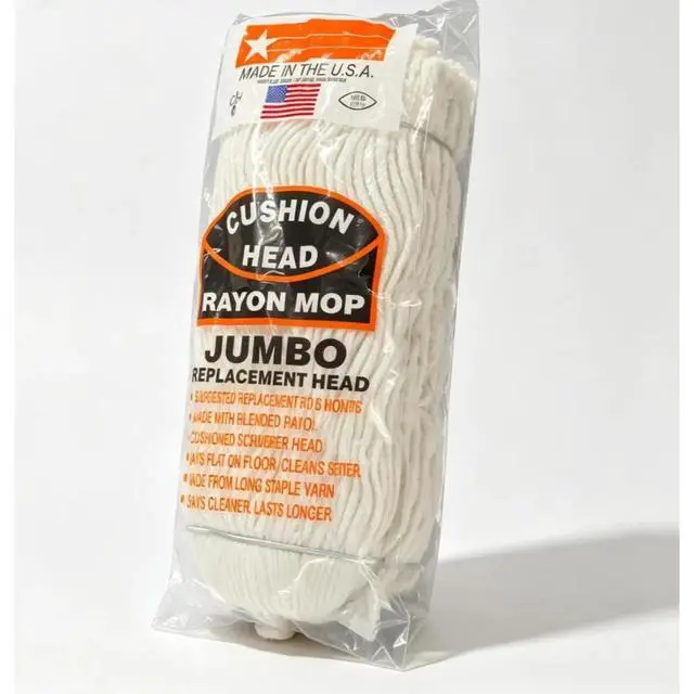 Alt view image 3 of 6 - Jumbo Cushion Rayon Mop Replaceable Head Durable Steel Handle Flat Floor Cleaning Mop