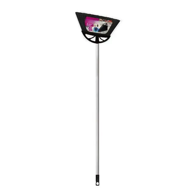 Alt view image 7 of 7 - 13in Black XL Angle Broom Non-Shed Bristles Long Handle Wide Sweep Household Floor Cleaning Broom