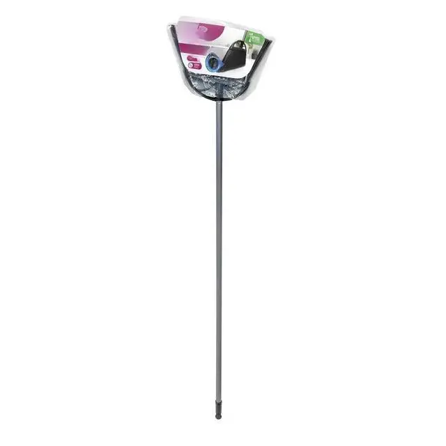 Alt view image 6 of 7 - 13in Black XL Angle Broom Non-Shed Bristles Long Handle Wide Sweep Household Floor Cleaning Broom