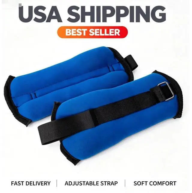Alt view image 5 of 5 - Pair 2LB Ankle Wrist Weights 1LB Each Soft Neoprene Adjustable Strap Fitness Resistance Bands For Cardio Workout