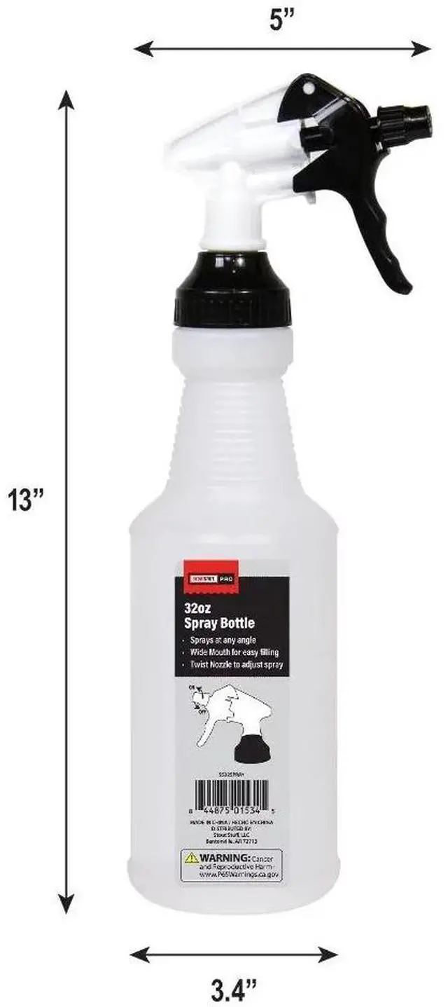 Main image of 3Pcs 32oz Wide Mouth Plastic Spray Bottles Adjustable Nozzle Multi-Use Cleaning Plant Sprayer Indoor Outdoor