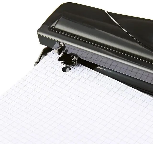Main image of 3 Hole Paper Punch 12 Sheet Capacity Metal Puncher With Removable Chip Tray Compact Portable Office School Tool