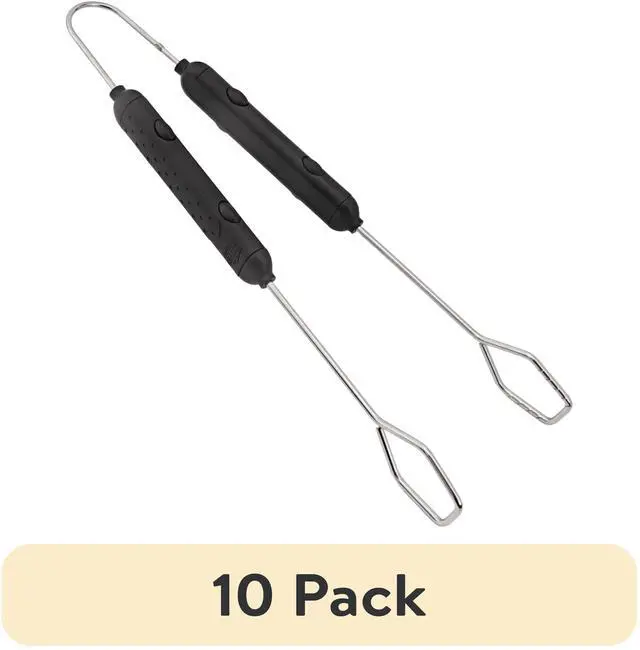 Main image of (10 pack) Expert Grill Stainless Steel Locking Barbecue Tongs with Black Detachable Handle