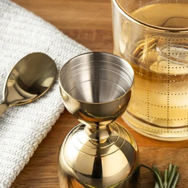 Alt view image 2 of 7 - Thyme & Table 1 fl oz & 2 fl oz Gold Stainless Steel Double-Sided Jigger