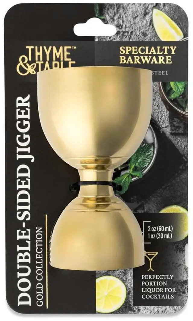 Alt view image 7 of 7 - Thyme & Table 1 fl oz & 2 fl oz Gold Stainless Steel Double-Sided Jigger