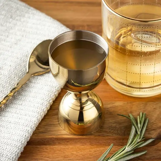 Alt view image 6 of 7 - Thyme & Table 1 fl oz & 2 fl oz Gold Stainless Steel Double-Sided Jigger