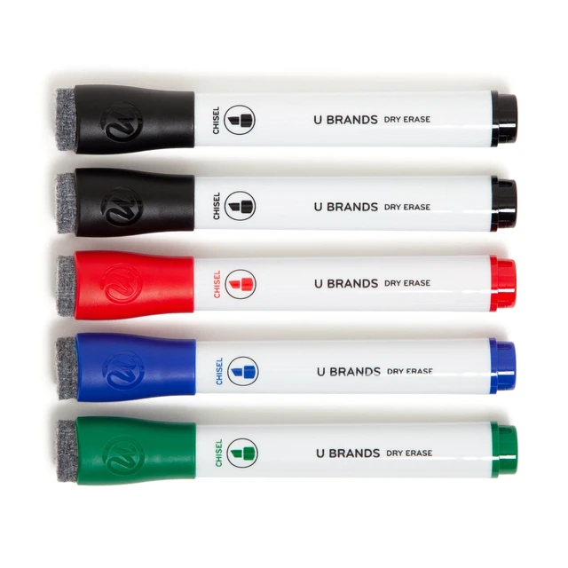 Alt view image 5 of 5 - U Brands Low-Odor Dry Erase Markers, Chisel Tip, 5 Count, Assorted Colors
