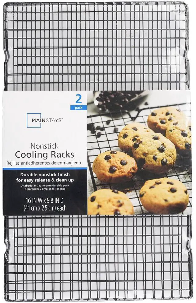 Main image of Mainstays Nonstick Carbon Steel Cooling Rack, 10" x 16", Black, Set of 2, Rectangular