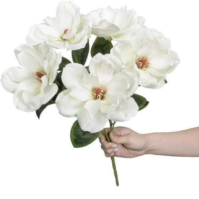 Main image of 19-inch Artificial Silk White Magnolia Bush, for Indoor Use, by Mainstays