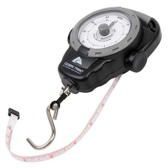 Alt view image 4 of 6 - Ozark Trail 50 lb Portable Analog Dial Fish Scale with Tape Measure