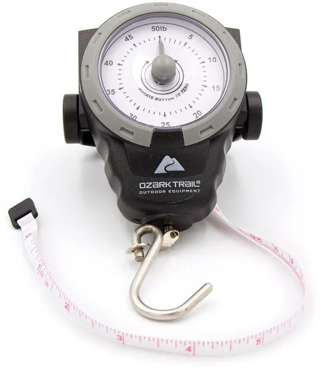 Main image of Ozark Trail 50 lb Portable Analog Dial Fish Scale with Tape Measure