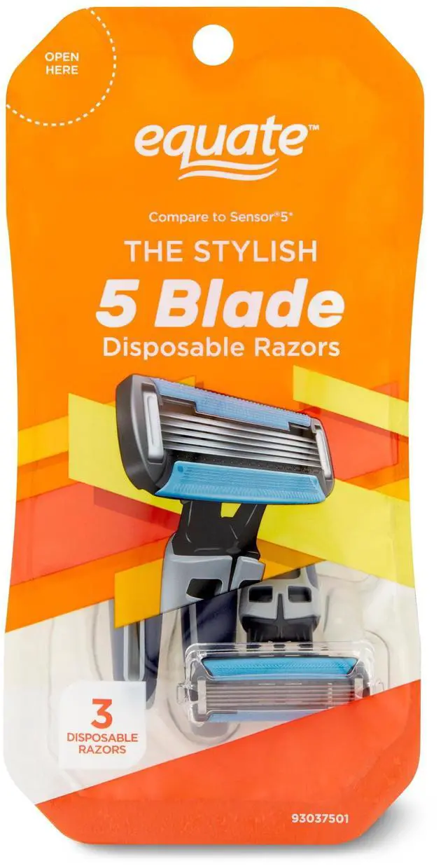 Main image of Equate Men's 5-Blade Disposable Razors, 3 Count