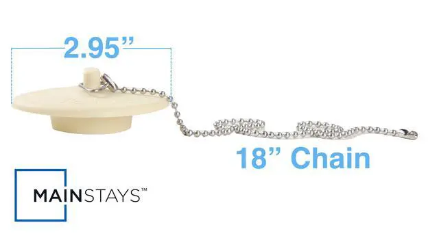 Alt view image 2 of 7 - Mainstays Rubber Tub Stopper with Stainless Steel Beaded Chain White Fits 1.5" - 2" Drains