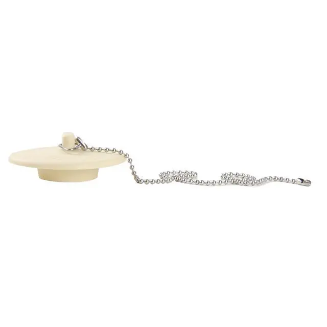 Alt view image 7 of 7 - Mainstays Rubber Tub Stopper with Stainless Steel Beaded Chain White Fits 1.5" - 2" Drains
