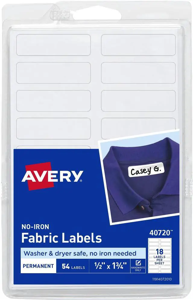 Main image of Avery No-Iron Fabric Labels, 1/2" x 1-3/4"