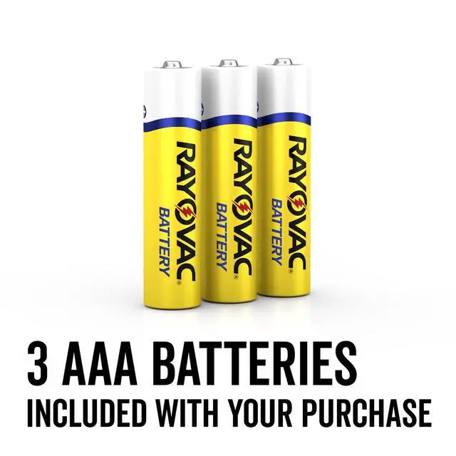 Alt view image 3 of 5 - Rayovac Mini LED Flashlight with Glow in the Dark Rubber Grip, 3 AAA Batteries Included