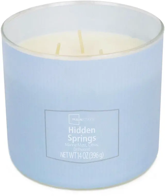 Main image of Mainstays Hidden Springs 3-Wick Textured Wrapped Jar Candle, 14 Ounce