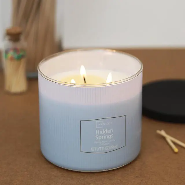 Alt view image 4 of 4 - Mainstays Hidden Springs 3-Wick Textured Wrapped Jar Candle, 14 Ounce
