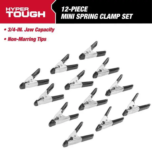 Alt view image 3 of 7 - Hyper Tough 12-Piece Mini Metal Spring Clamp Set