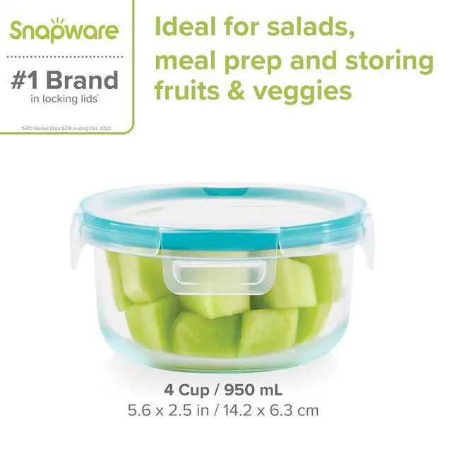 Alt view image 7 of 7 - Snapware Total Solution Glass Food Storage with Lid, 4 Cups, A Practical Choice for Dry Goods and Bulk Ingredients
