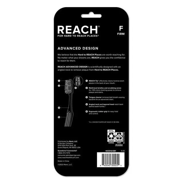Alt view image 4 of 5 - REACH Advanced Design Angled Neck Toothbrush, Assorted Colors, Firm, 6 Count