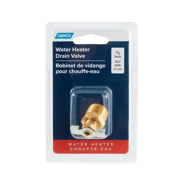 Alt view image 2 of 5 - Camco ½" RV Water Heater Replacement Drain Valve - Durable Brass Construction - (11703)
