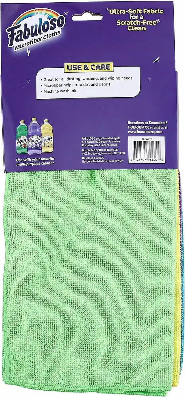 Alt view image 5 of 6 - Fabuloso Microfiber Cleaning Cloths, 13 x 13 Inch, LintFree & ScratchFree Reusable Towels for Home, Kitchen, Bathroom & Car Interior, Purple, 8 Count