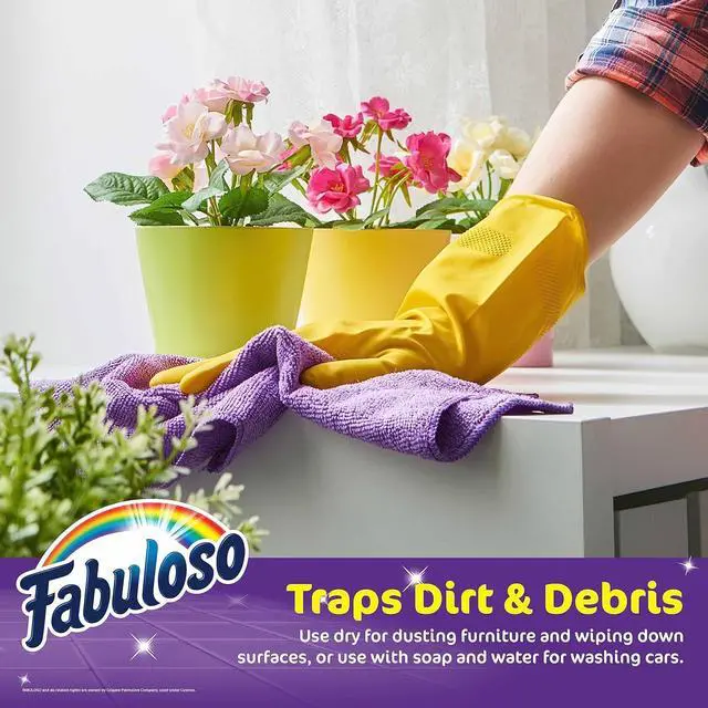 Alt view image 6 of 6 - Fabuloso Microfiber Cleaning Cloths, 13 x 13 Inch, LintFree & ScratchFree Reusable Towels for Home, Kitchen, Bathroom & Car Interior, Purple, 8 Count