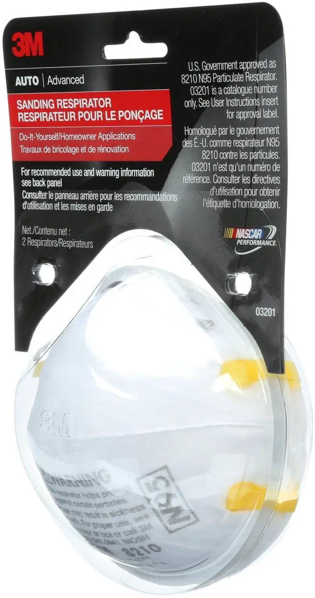 Alt view image 3 of 4 - 3M Sanding Respirator Mask, Model 03201, Disposable Dust Safety Mask for Sanding & Sawing Projects, 2Pack