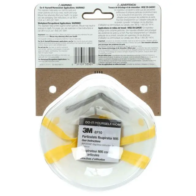 Alt view image 4 of 4 - 3M Sanding Respirator Mask, Model 03201, Disposable Dust Safety Mask for Sanding & Sawing Projects, 2Pack