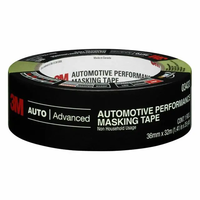 Alt view image 2 of 7 - 3M 233+ Automotive Refinish Masking Tape, 36 mm x 32 m, HighPerformance Paint Masking Tape for Auto Body Repair, 1 Roll