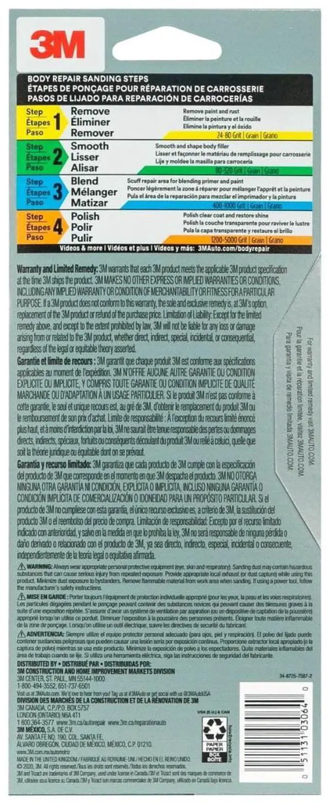 Alt view image 3 of 6 - 3M Trizact Performance Sandpaper Sheet, 3000 Grit, 3 2/3 in x 9 in, Automotive Paint Finishing Abrasive, Item 03064SRP, 1Count