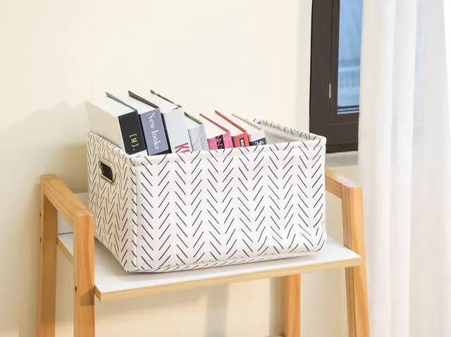 Alt view image 4 of 7 - Mainstays Black & White Lines Canvas Storage Basket with Carry Handles, Decorative Fabric Organizer Bin for Home, 15 x 8 x 11 Inch