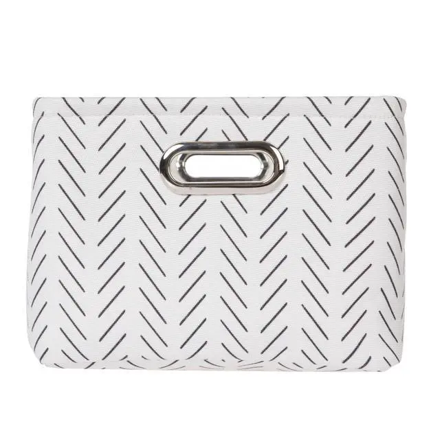 Alt view image 2 of 7 - Mainstays Black & White Lines Canvas Storage Basket with Carry Handles, Decorative Fabric Organizer Bin for Home, 15 x 8 x 11 Inch