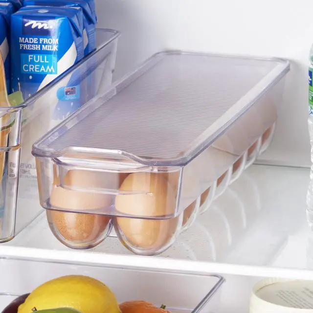 Alt view image 3 of 6 - Mainstays Clear Plastic Refrigerator Egg Holder, Egg Storage Container, Holds 14 Eggs, Fridge Organizer Bin