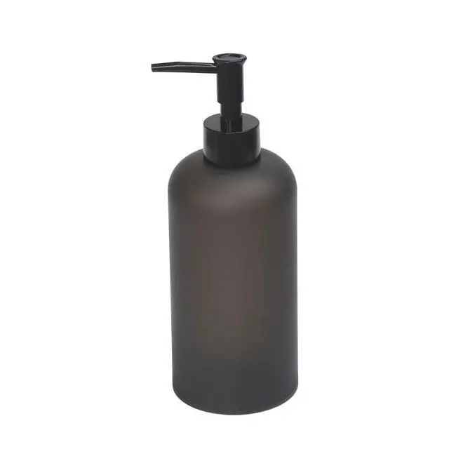 Alt view image 7 of 7 - Mainstays Frosted Black Plastic Soap Pump Dispenser, Refillable Liquid Soap Pump for Bathroom & Kitchen