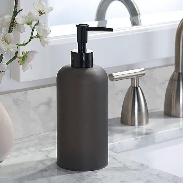 Alt view image 2 of 7 - Mainstays Frosted Black Plastic Soap Pump Dispenser, Refillable Liquid Soap Pump for Bathroom & Kitchen