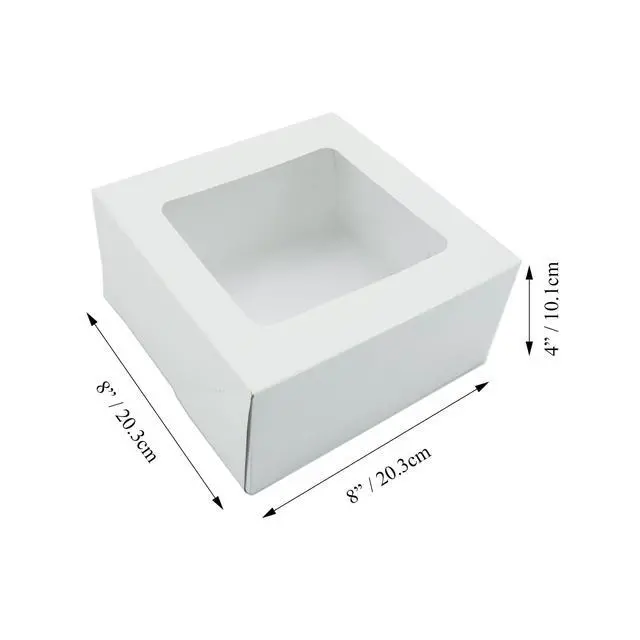 Alt view image 4 of 5 - Way To Celebrate White Cake Boxes with Clear Window, 8" x 8" x 4", Bakery Treat Containers for Cupcakes, Pastries & Desserts, 3Count
