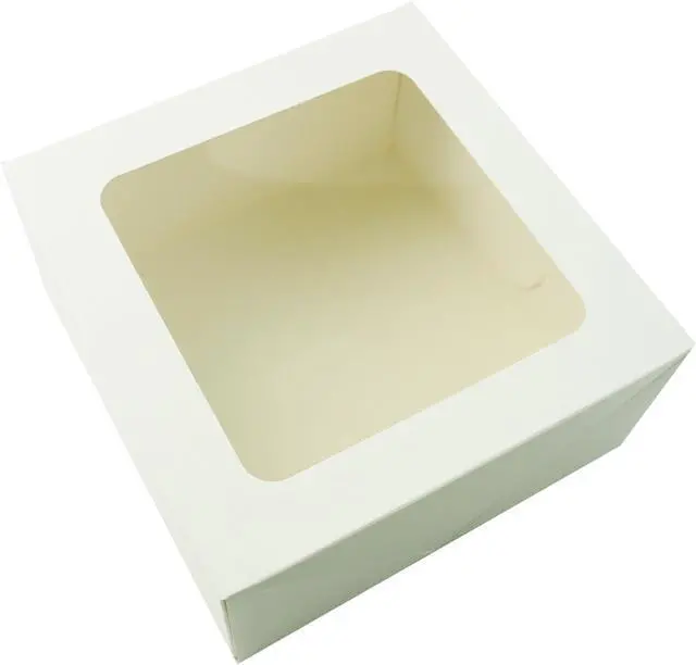 Alt view image 2 of 5 - Way To Celebrate White Cake Boxes with Clear Window, 8" x 8" x 4", Bakery Treat Containers for Cupcakes, Pastries & Desserts, 3Count