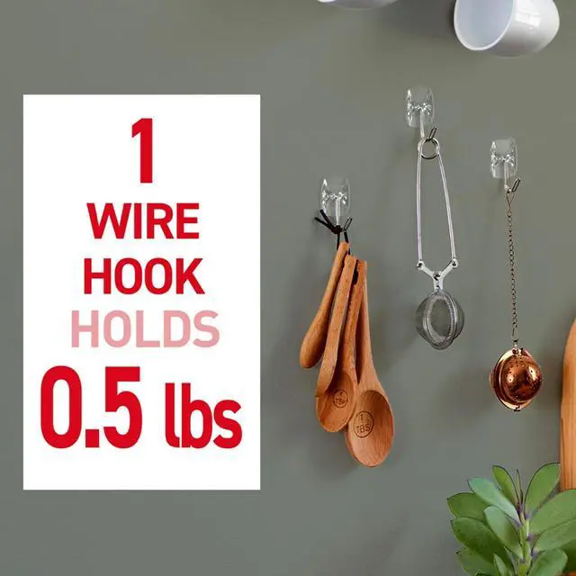 Alt view image 7 of 7 - Command Small Clear Wire Toggle Hooks, DamageFree Removable Wall Hooks for Hanging Decorations, 5Count