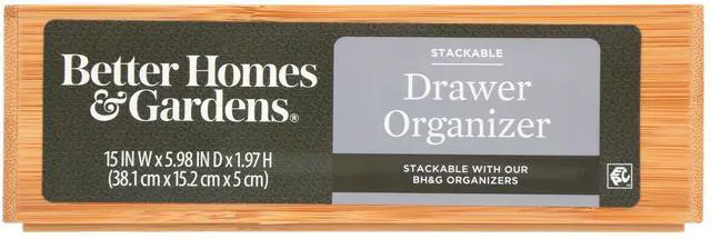 Alt view image 5 of 5 - Better Homes & Gardens Long Bamboo Drawer Organizer Tray, Natural Bamboo, 15" W x 5.98" D x 1.97" H, Kitchen & Desk Drawer Storage Bin