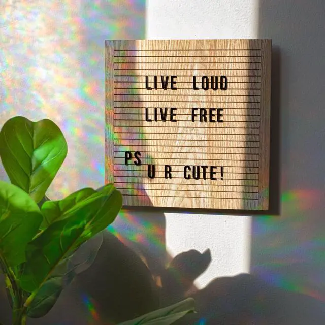 Alt view image 3 of 5 - On the Surface Wooden Letter Board with Peg Letters, 10" x 10", Changeable Black Letter Sheet Message Sign for Home & Office Decor