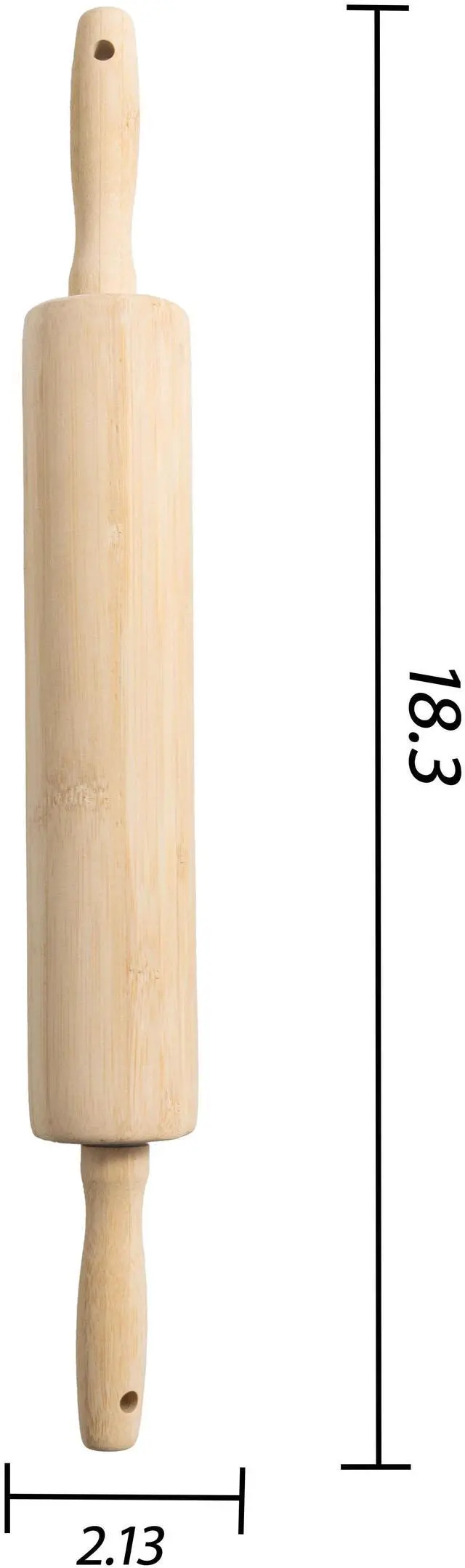 Alt view image 4 of 5 - Mainstays Classic Bamboo Rolling Pin, Natural Bamboo, 18.3" x 2.16", Dough Roller Baking Tool for Pastry, Cookie & Pizza