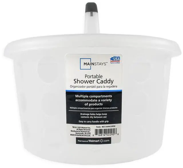 Main image of Mainstays Portable Frosty Plastic Shower Caddy, Bathroom Storage Organizer Tote for Shower Supplies