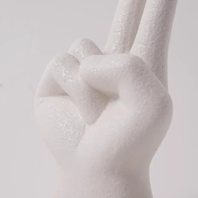 Alt view image 6 of 7 - **Mainstays Peace Hand Sign Figurine, White Ceramic Bohemian Home Decor Collection, 6.5" x 2.5" x 2.75" Decorative Tabletop Accent**