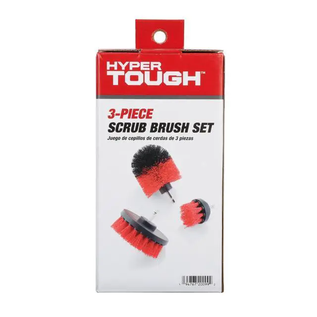 Alt view image 4 of 7 - Hyper Tough 3Piece Nylon Bristle Scrub Brush Set, Power DrillAttached Cleaning Brushes with 1/4Inch Hex Shank