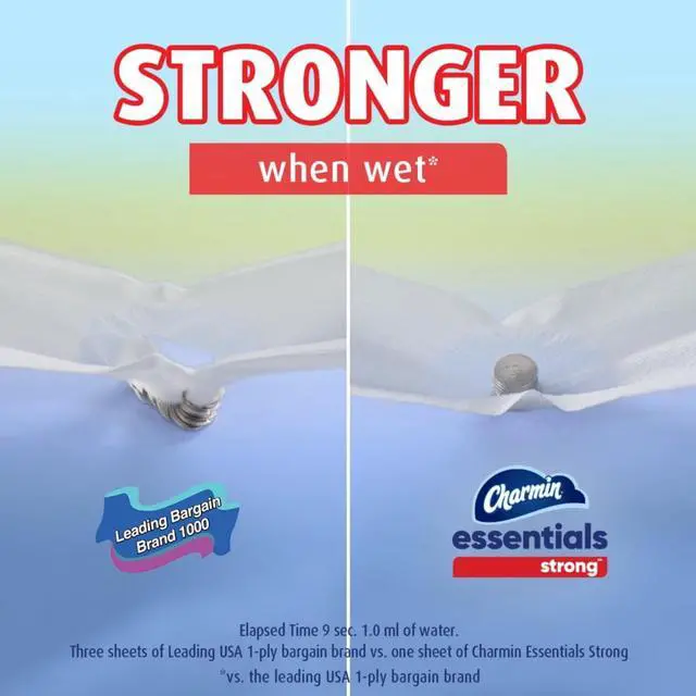 Alt view image 6 of 7 - Charmin Essentials Strong Toilet Paper, 12 Mega Rolls, 429 Sheets Per Roll, Household Bathroom Tissue