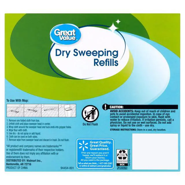 Alt view image 6 of 7 - Great Value Dry Sweeping Cloth Refills, Traps Dust Dirt & Pet Hair, Compatible with Swiffer Sweeper Mop Heads, 10.4 x 8 Inch, 32 Count
